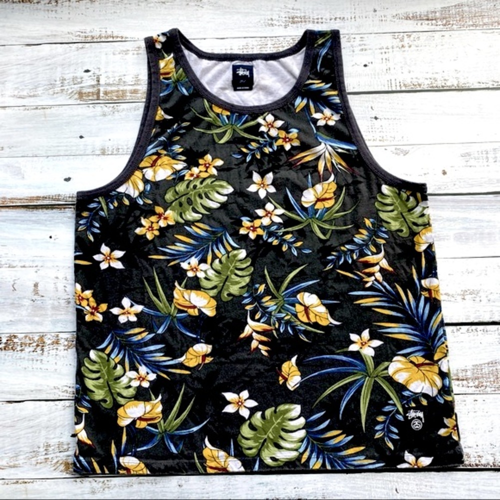 Stussy Tropical Tank Top Shirt Floral Surf Skate L